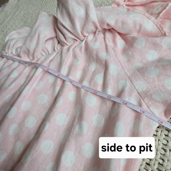 Lisa Marie Fernandez | Medium | Pink & White Polka Dot One Shoulder Ruffle Dress - Picture 12 of 13